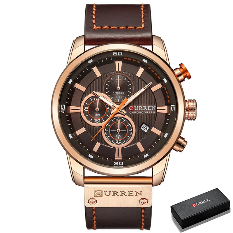 Men's Leather Sports Chronograph Watches