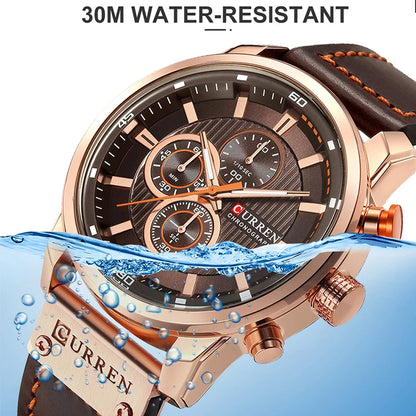 Men's Leather Sports Chronograph Watches