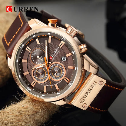 Men's Leather Sports Chronograph Watches