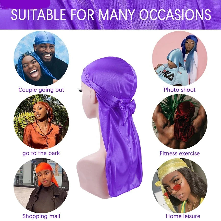 Unisex Long Men Women Silk Breathable Bandana Hat