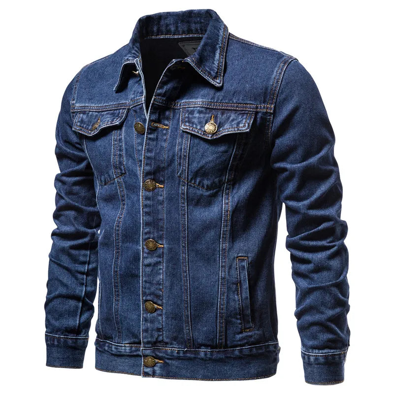 Men's Solid Autumn Denim Jackets