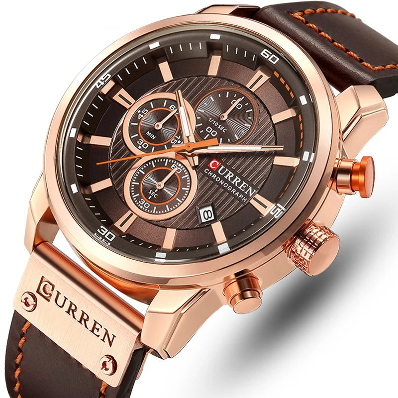 Men's Leather Sports Chronograph Watches