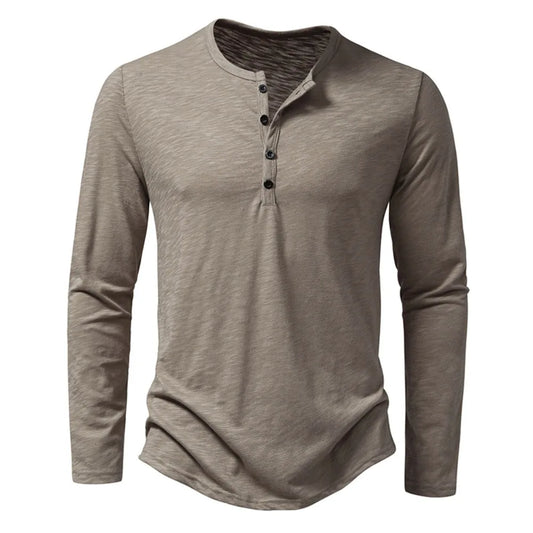 Men's Long Sleeve Casual Button T-Shirts