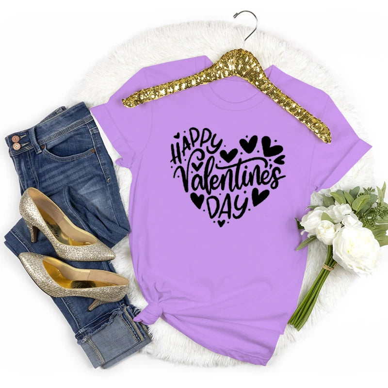 Women's Happy Valentine's Day Short Sleeve T-Shirt