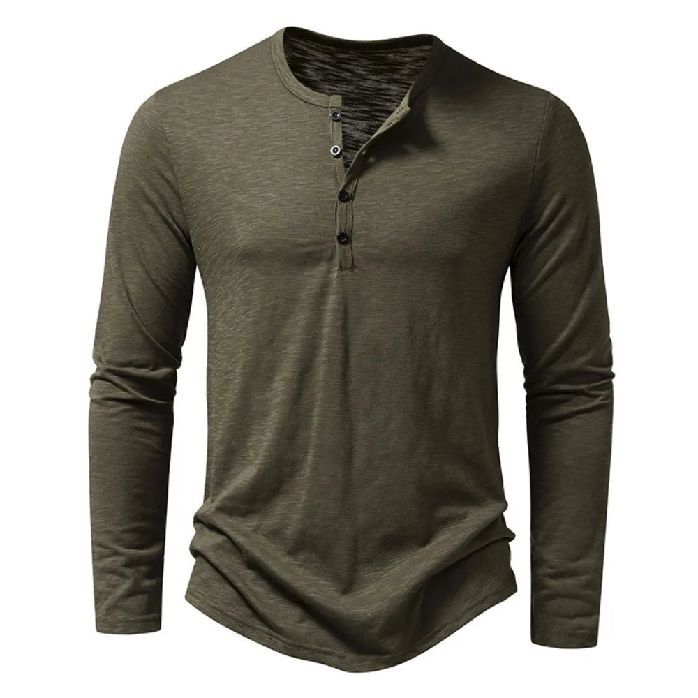 Men's Long Sleeve Casual Button T-Shirts