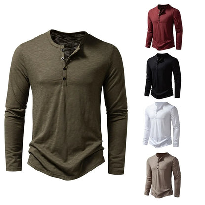 Men's Long Sleeve Casual Button T-Shirts