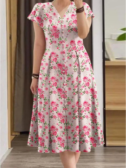 Women's summer short sleeve floral dress