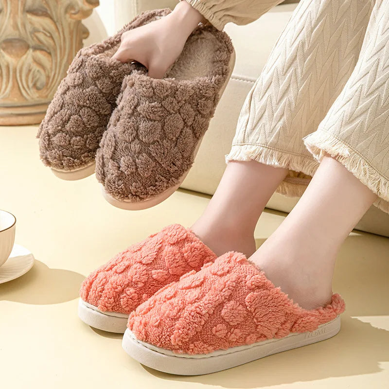 Hairy Cotton Slippers Women In Autumn And Winter, Suitable Indoor Warmth, Thick Sole, Wear-Resistant, Easy To Step On, Versatile