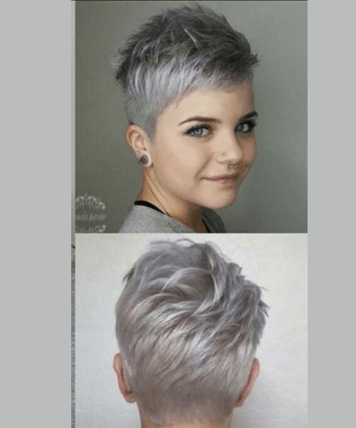 Short Pixie Silver Grey Straight Bob Human Hair Wig - Misthere K.