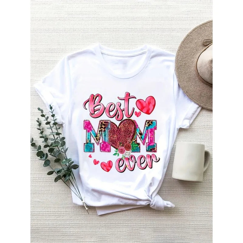 Mother's Day MOM Letter Print T-shirt Clothing Streetwear Tees Hip Hop Graphic Y2k Clothes with Print Tops Women Female Blouse