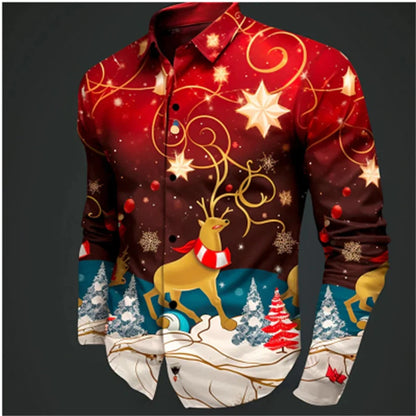 Men's printing Santa long sleeve Christmas Shirt