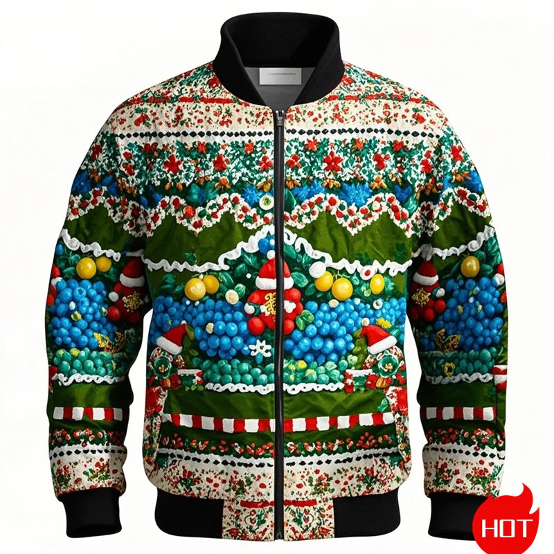 Men Women Autumn Fashion Christmas Printing Jacket