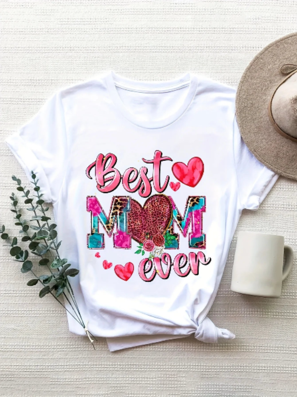 Mother's Day MOM Letter Print T-shirt Clothing Streetwear Tees Hip Hop Graphic Y2k Clothes with Print Tops Women Female Blouse