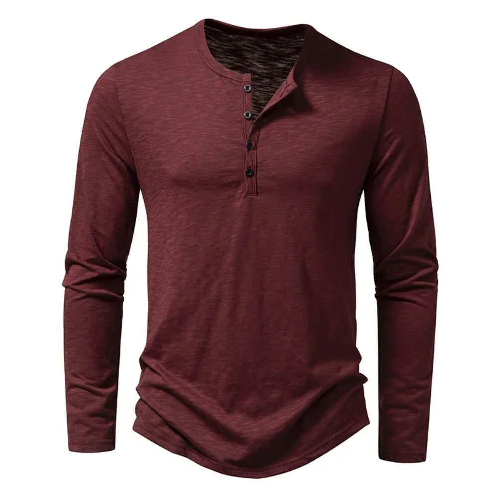 Men's Long Sleeve Casual Button T-Shirts