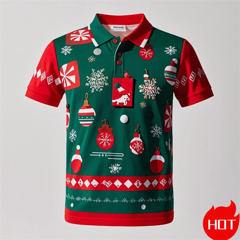 Christmas Printing Polo Shirt For Men