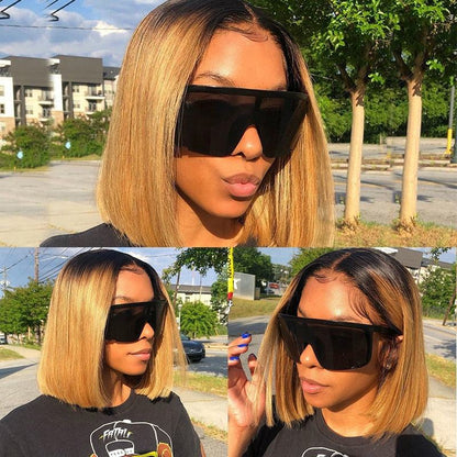 Short Ombre Honey Blonde Bob Wig With Baby Hair - Misthere K.