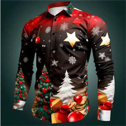 Men's printing Santa long sleeve Christmas Shirt