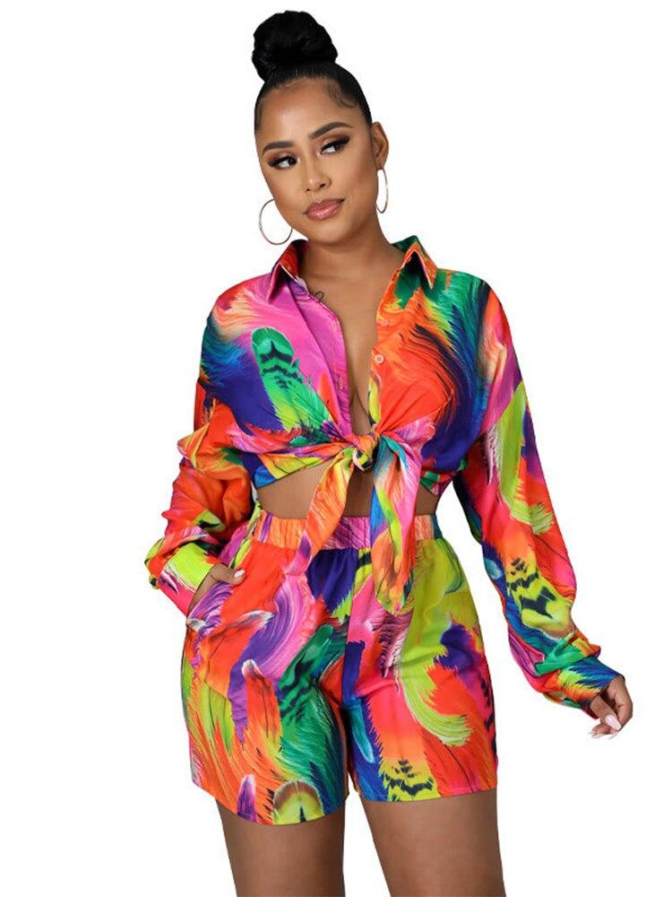 Women Casual Long Sleeve Printed Two Piece Set - Misthere K.