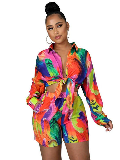 Women Casual Long Sleeve Printed Two Piece Set - Misthere K.