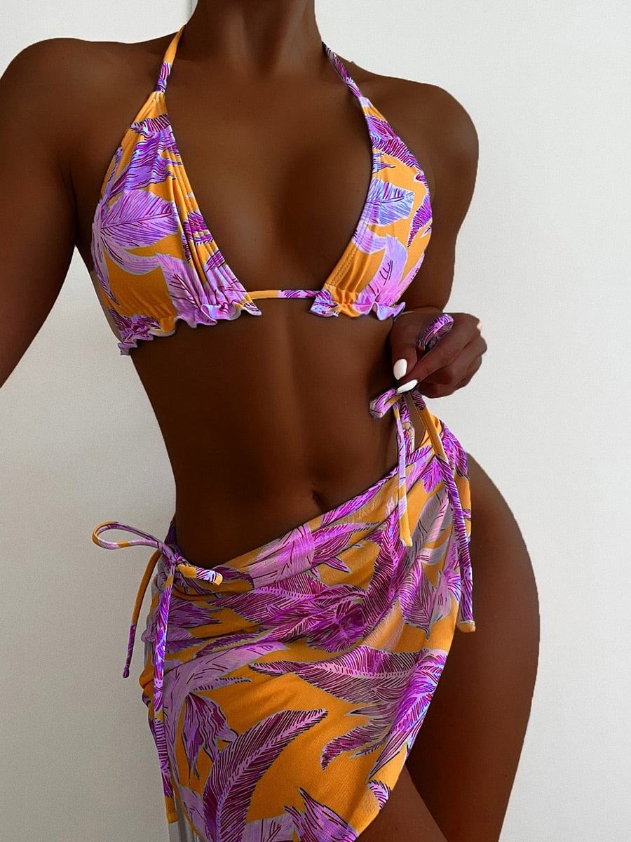 Women Tie Dye Swimwear 3 pieces Bikini set - Misthere K.