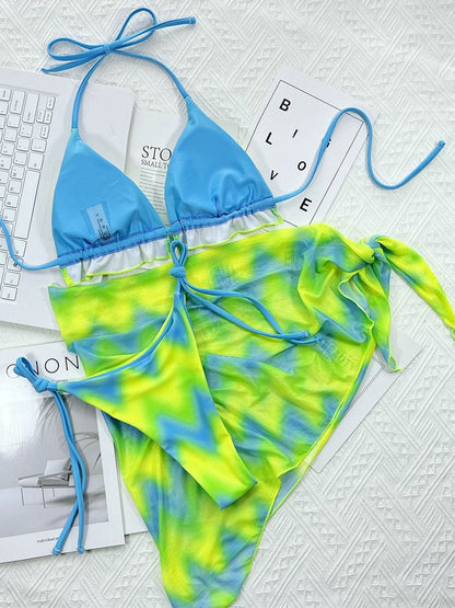 Women Tie Dye Swimwear 3 pieces Bikini set - Misthere K.