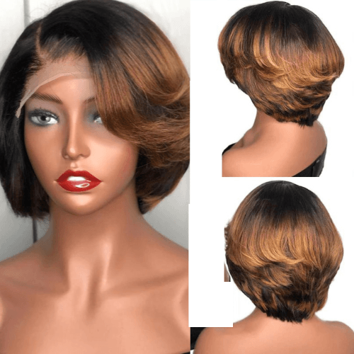 Honey blonde Ombre Human Hair Lace Front Wig - Misthere K.