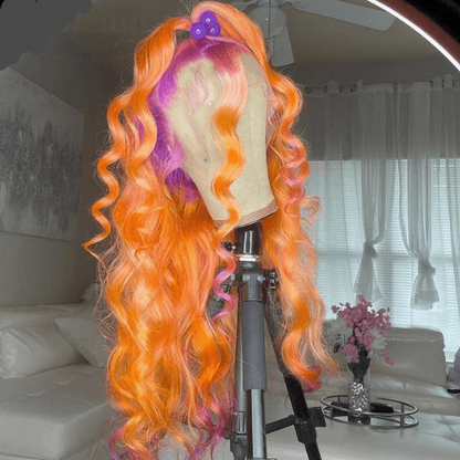 Purple Orange Pink Ombre Lace Front Wig - Misthere K.