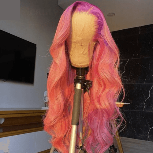 Purple Orange Pink Ombre Lace Front Wig - Misthere K.